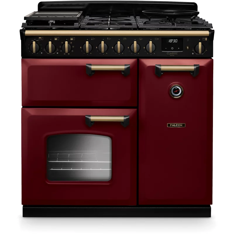 Image : FALCON NGC TAB GAZ 90 CM BORDEAUX LAITON - Piano de cuisson gaz