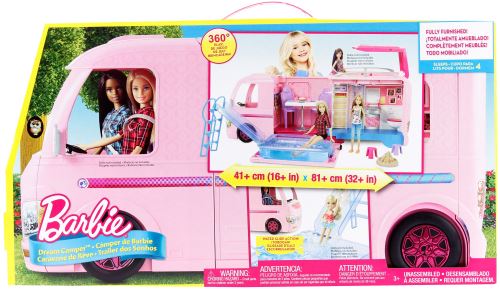 Barbie Camping-Car Transformable – 7 Zones – 60 Accessoires – 76 Cm – Dès 3 Ans