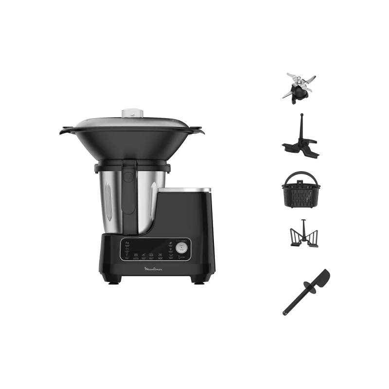 Image : Robot cuiseur Moulinex CLICKCHEF Noir + Cuiseur vapeur HF456810