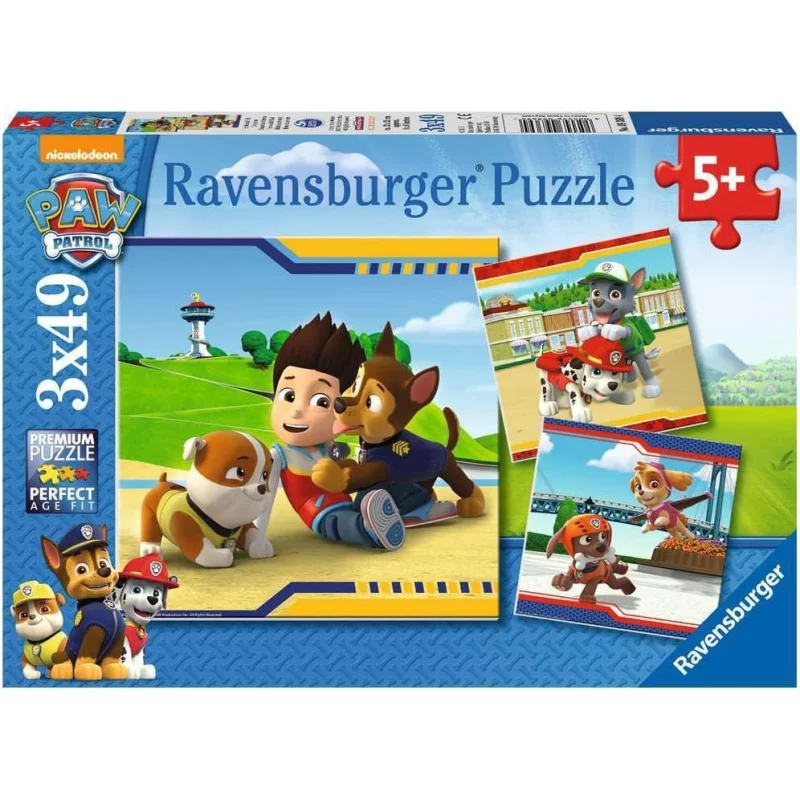 Image : Puzzles 3 x 49 pieces Ravensburger Heros a fourrure Pat Patrouille 9369