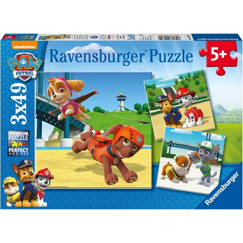 Image : Puzzles 3 x 49 pieces Ravensburger L’equipe des 4 pattes Pat Patrouille 92390