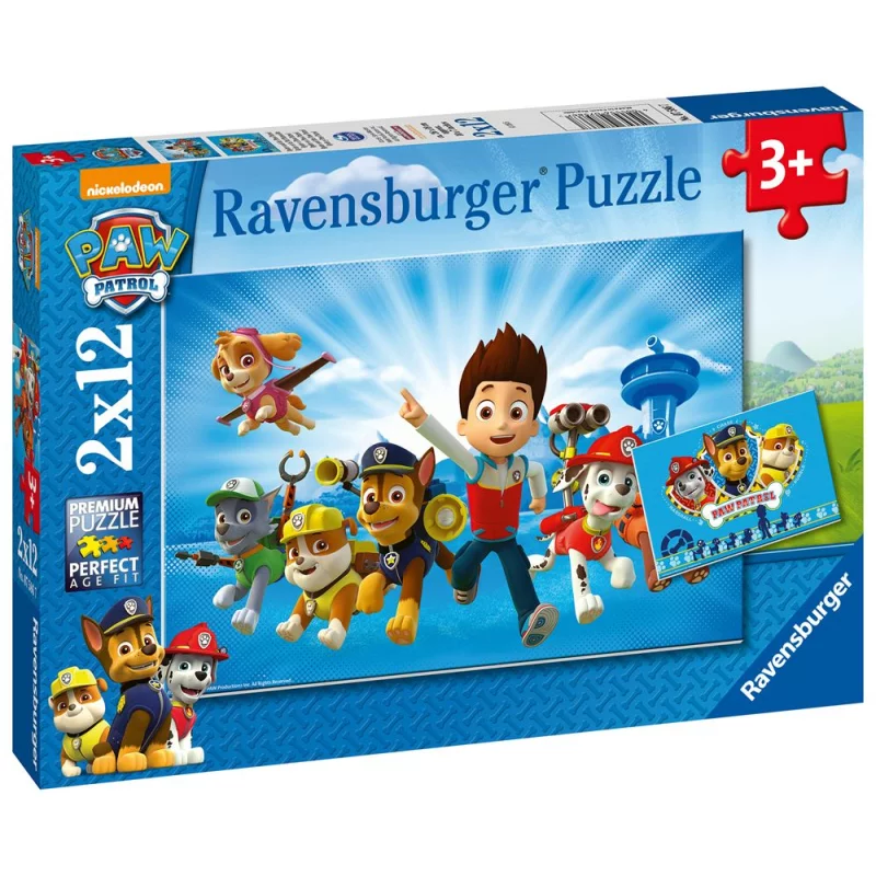 Image : Puzzles 2 x 12 pieces Ravensburger Ryder et la Pat Patrouille 07586