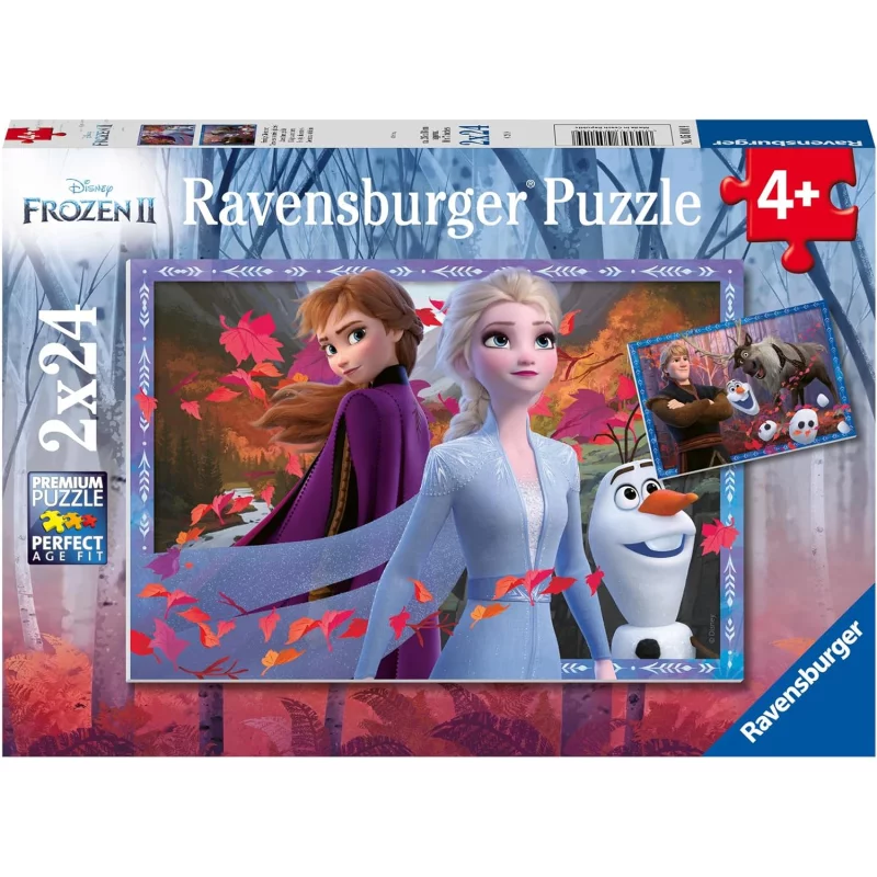 Image : Puzzles 2 x 24 pieces Ravensburger Vers des contrees glacees Disney Frozen La Reine des Neiges 2