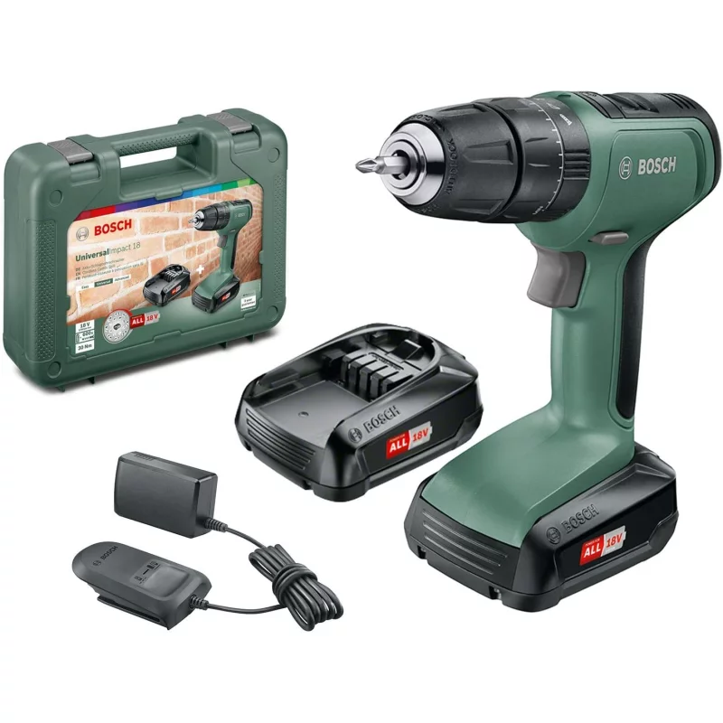 Image : Perceuse à percussion Bosch UniversalImpact 18 coffret 2 batteries 06039C8101
