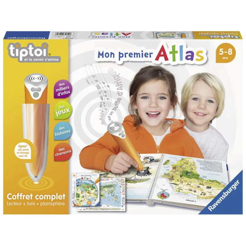 Image : Tiptoi - Coffret complet lecteur interactif + Livre Atlas RAVENSBURGER