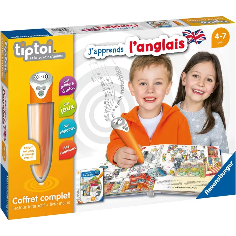 Image : tiptoi - Coffret complet lecteur interactif + Livre J'apprends l'anglais 00057 RAVENSBURGER