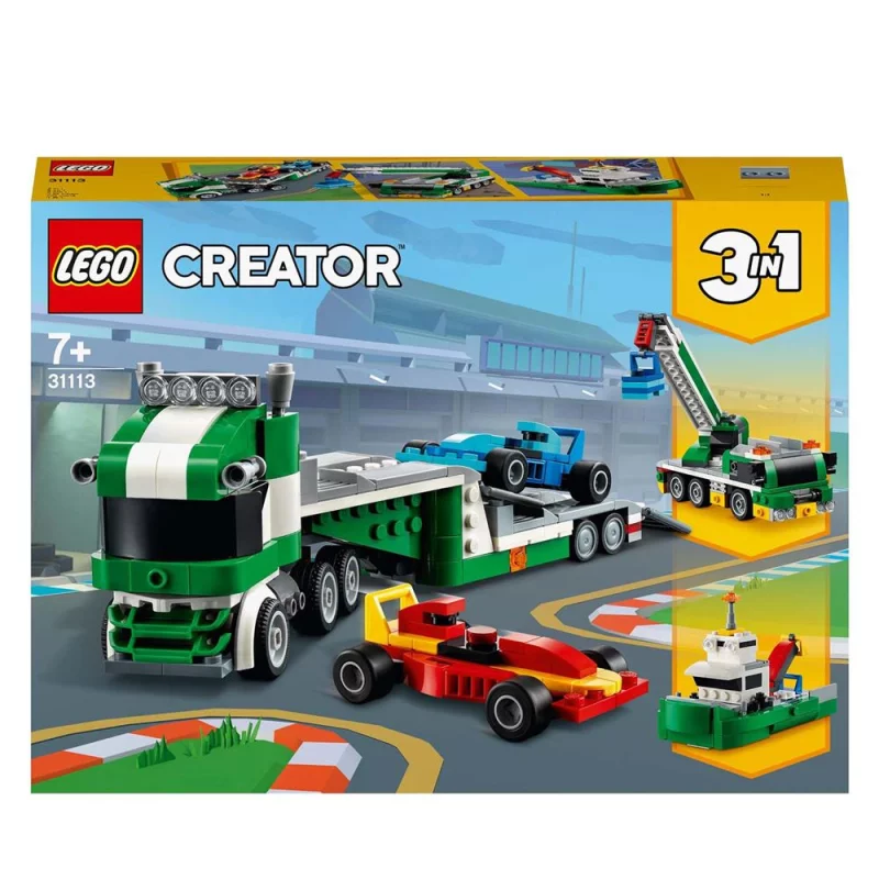 Image : LEGO Creator 3 en 1 31113 Transporteur de voitures de course