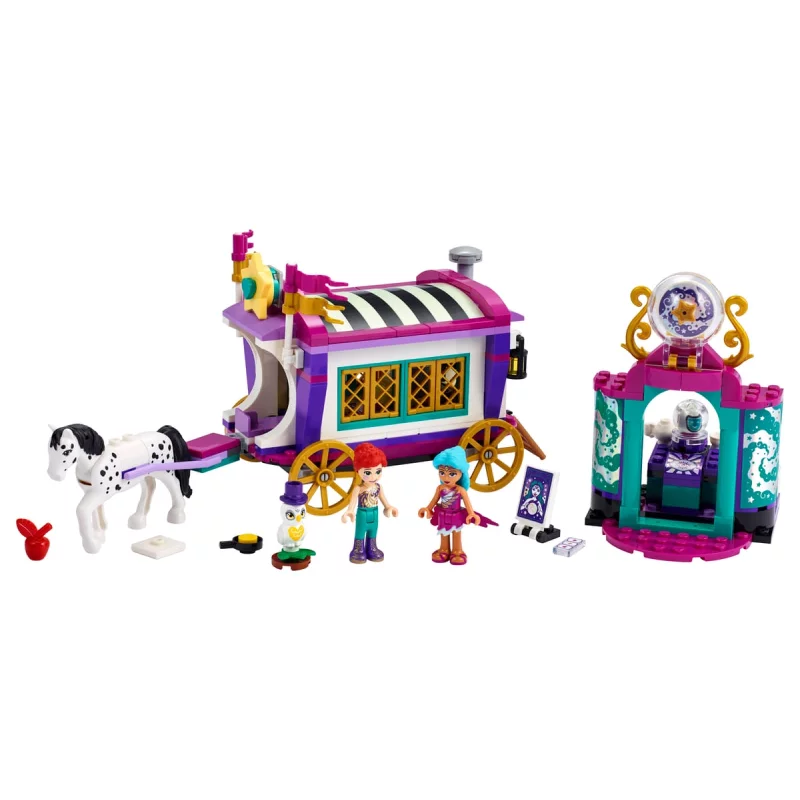 Image : LEGO Friends 41688 La roulotte Magique avec Cheval et Mini-poupee Jouet Parc d'Attraction pour Enfants
