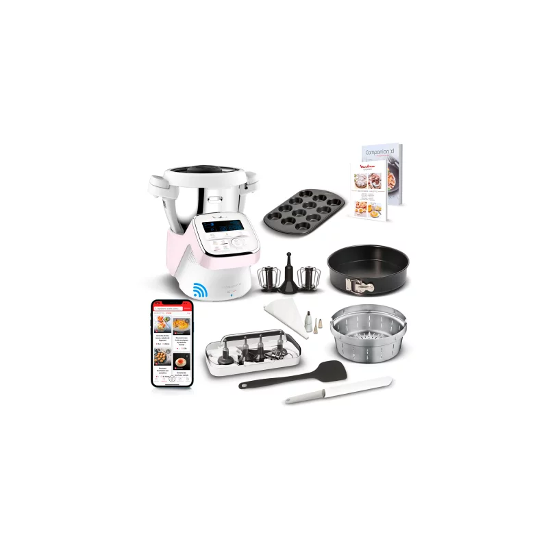 Image : Robot cuiseur Moulinex connect I-Companion XL Rose HF90E700