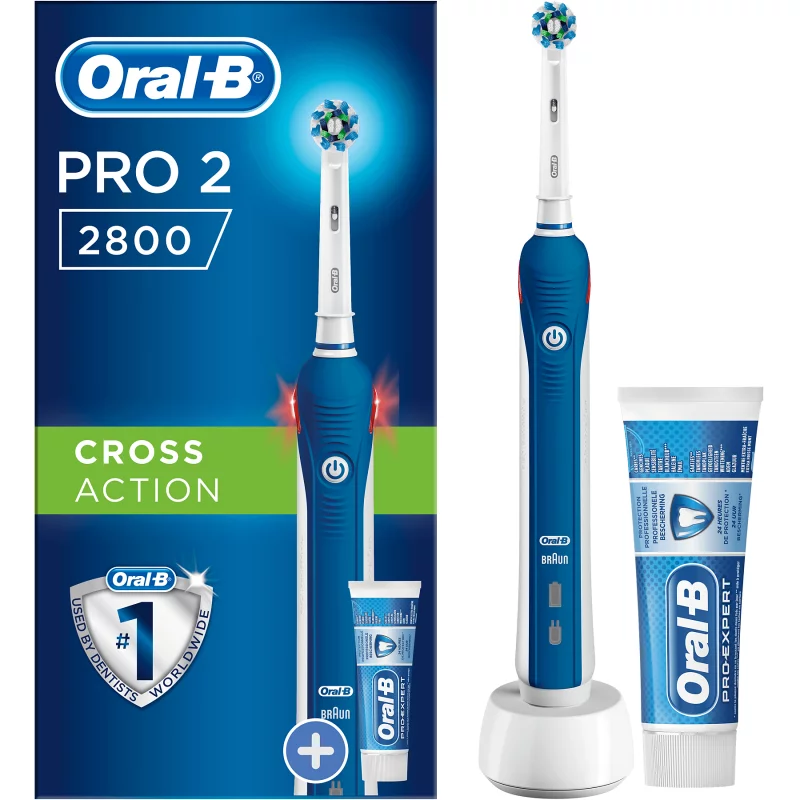 Image : Brosse a dents electrique Oral-B Pro 2800 Cross Action Bleu+1 dentifrice