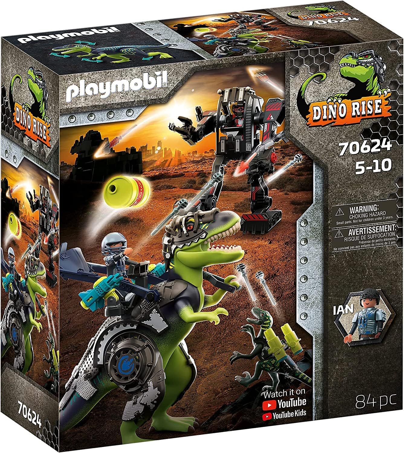 Image : Playmobil Dino Rise - Tyrannosaure et robot geant - 70624