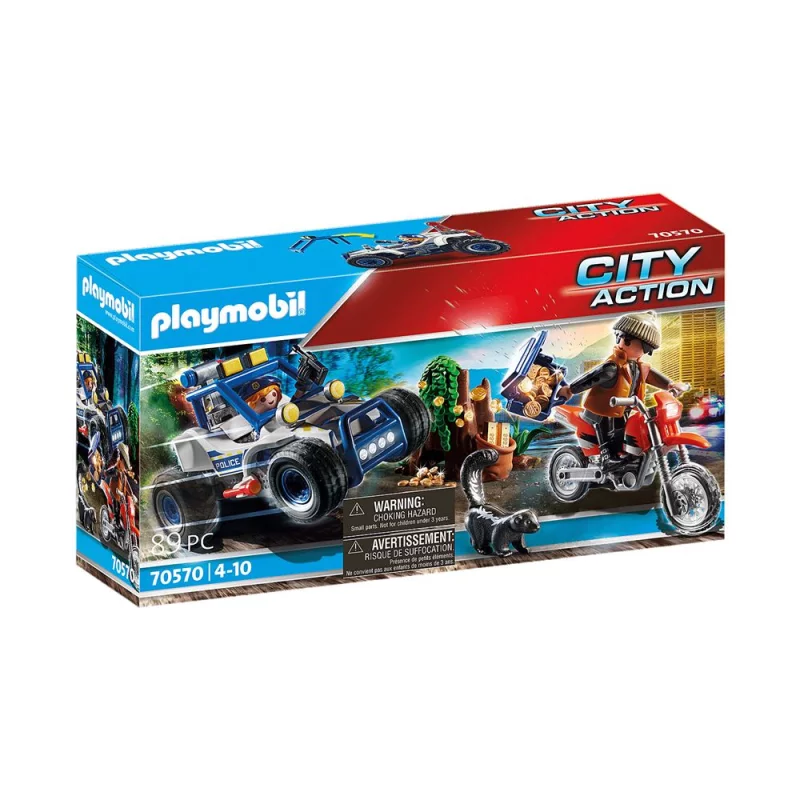 Image : Playmobil City Action - Policier avec voiturette et Voleur a moto - 70570