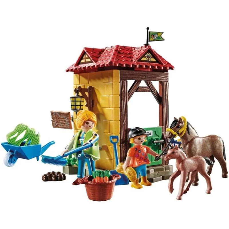 Image : Playmobil Country - Box et poneys - 70501
