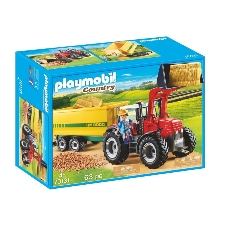 Image : Playmobil - Grand Tracteur avec Remorque - 70131