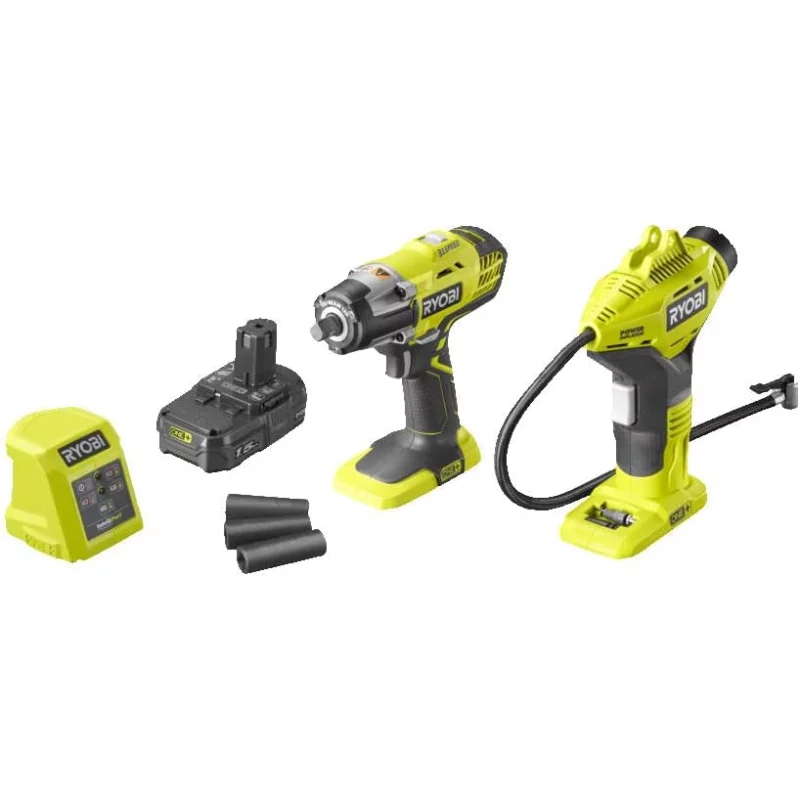 Image : Boulonneuse + Compresseur Ryobi - R18IWPI-115G - Duo ONE+ 18V