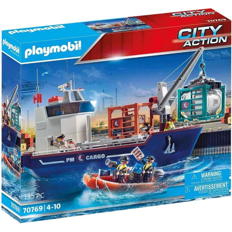 Image : Playmobil City Action Grand cargo avec bateau de douanier (70769)