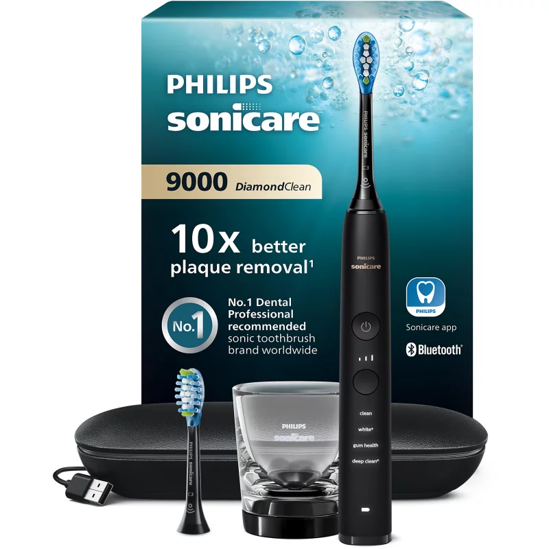 Image : Brosse a dents electrique PHILIPS Sonicare diamondclean 9000 noir HX9913/18