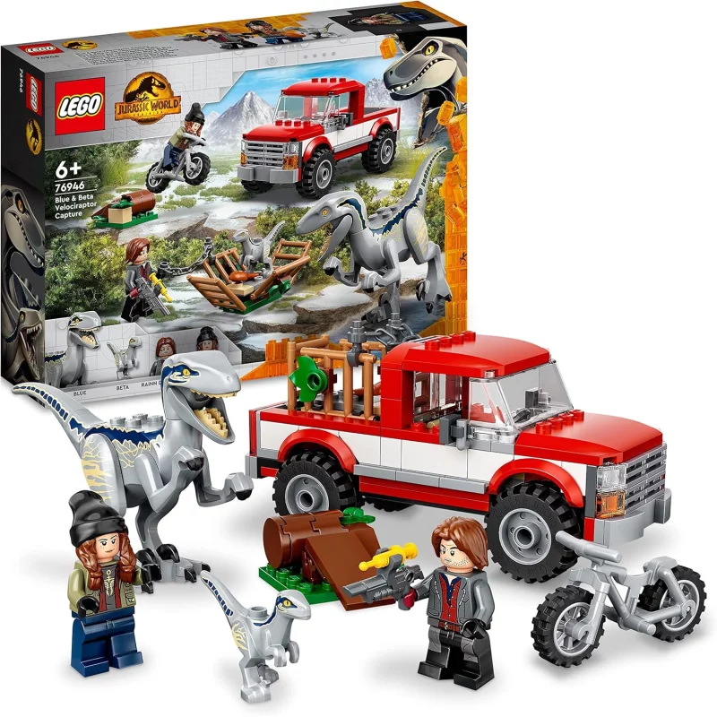 Image : LEGO Jurassic World - Capture des Velociraptors Beta et Blue - 76946