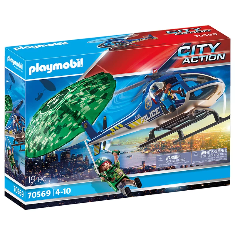 Image : Playmobil - 70569 - Police Helicoptere de Police et Parachutiste