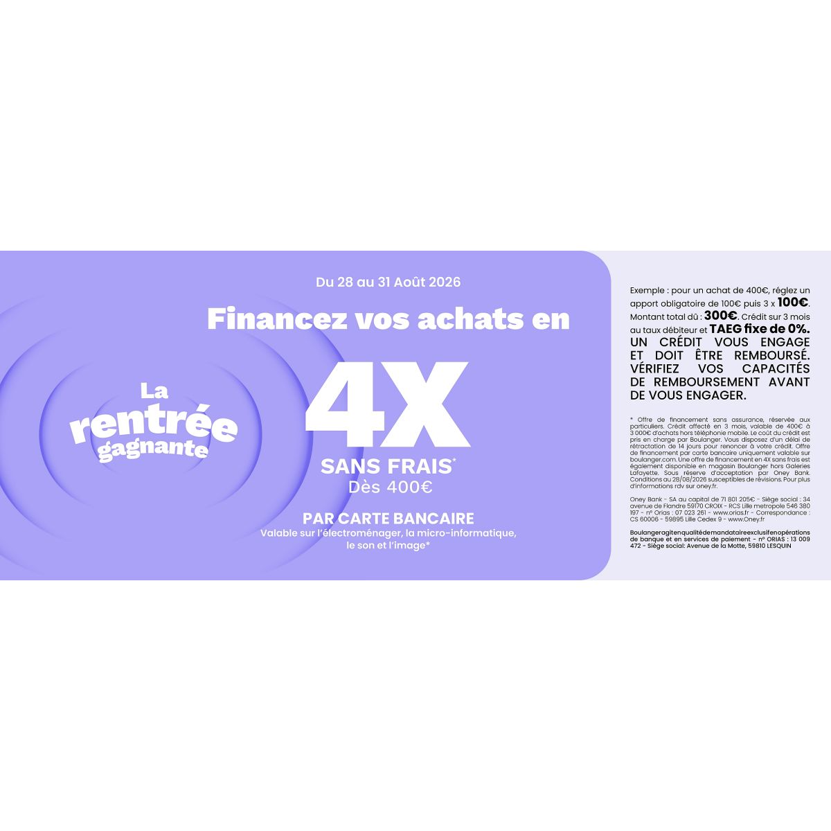 Boulanger propose le 4x sans frais dès 400 € en CB sur l’électro et l’informatique