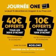 Promo Fnac Carte One : jusqu'à 40€ de réduction