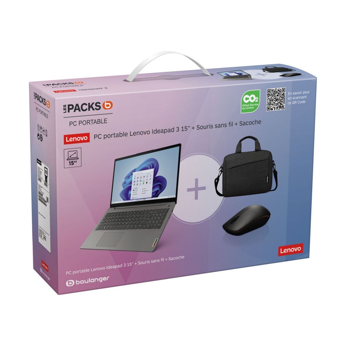 Lenovo Pack Ideapad 3 15ITL6 i5 + Sac + Pochette : 579,00€ chez Boulanger