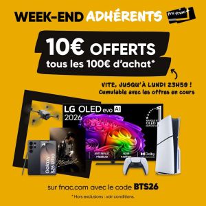 Fnac : 10 € offerts tous les 100 € d’achat pour les adhérents ce week-end