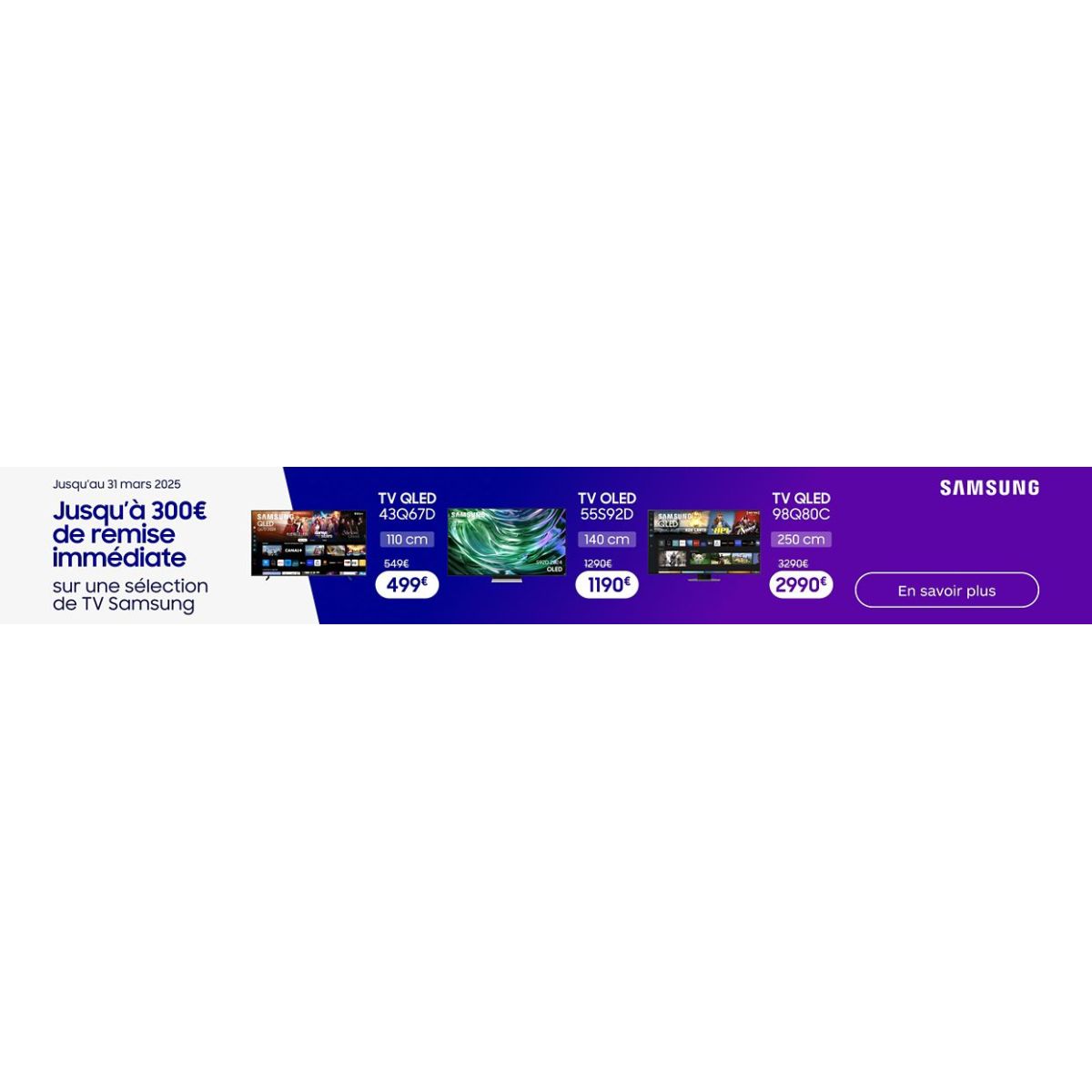 Jusqu’à 300€ de remise immédiate sur les TV Samsung chez Boulanger : découvrez les meilleures offres !