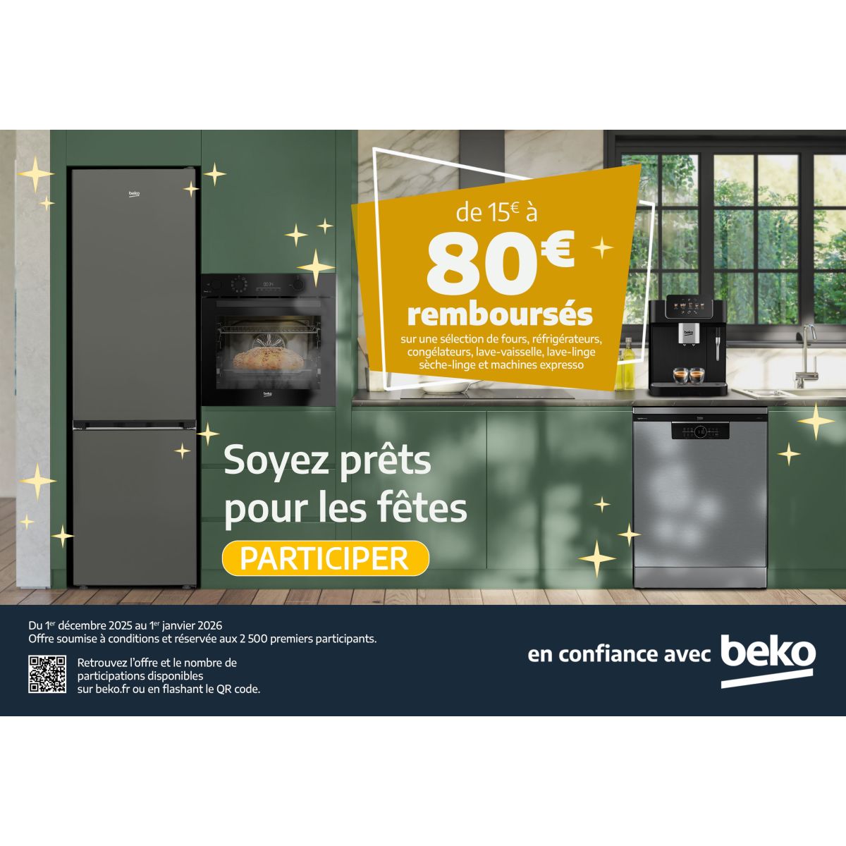 Offre Beko : 15€ remboursés sur vos appareils électroménagers pour les fêtes !