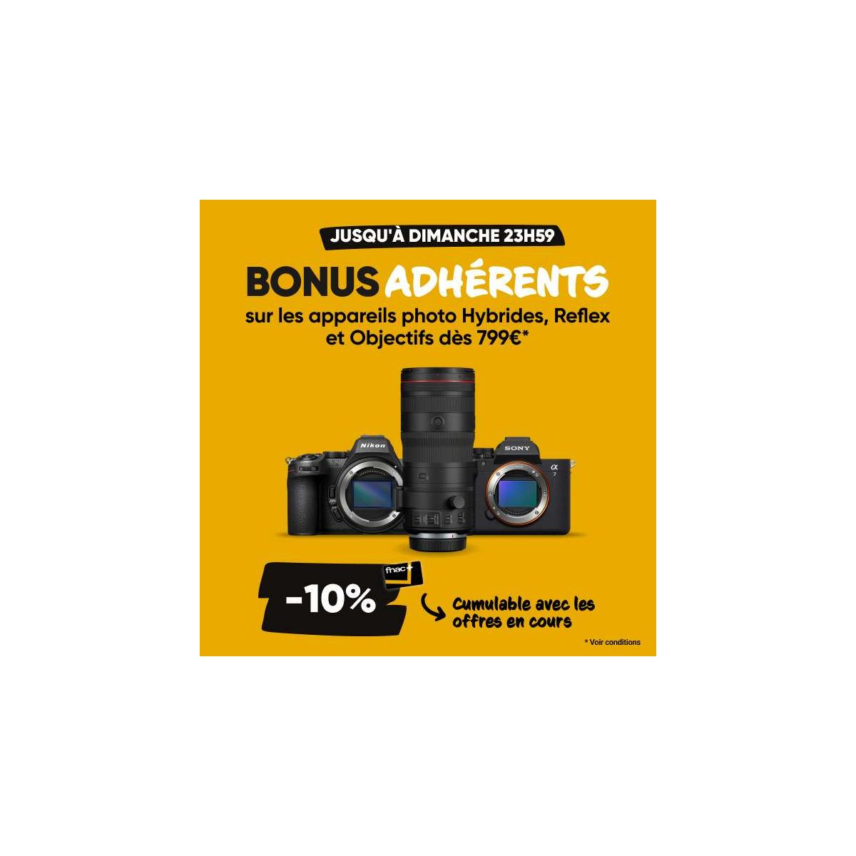 La Fnac offre 10% de réduction sur les hybrides, reflex et objectifs dès 799€