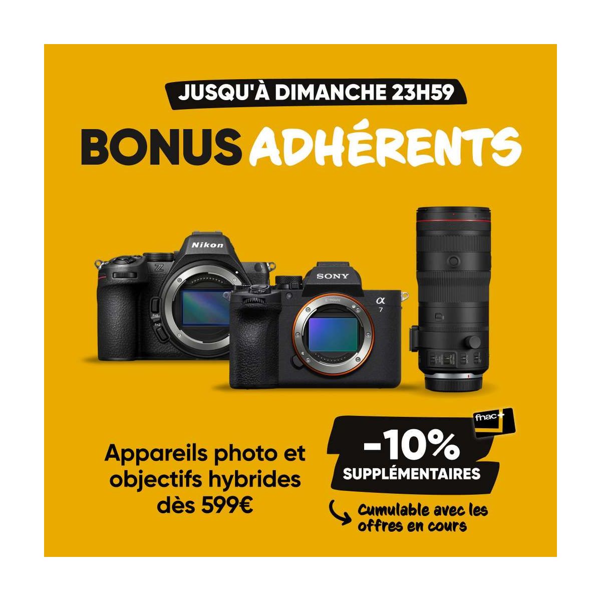Fnac : -10% sur les appareils photo hybrides et objectifs dès 599 € d’achat
