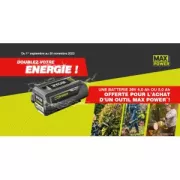 Bon plan Ryobi : Une batterie offerte pour l'achat d'un outil Max Power