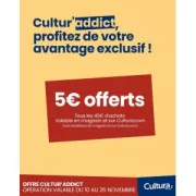Cultura : Obtenez 5€ de bon d'achat pour chaque 40€ dépensés
