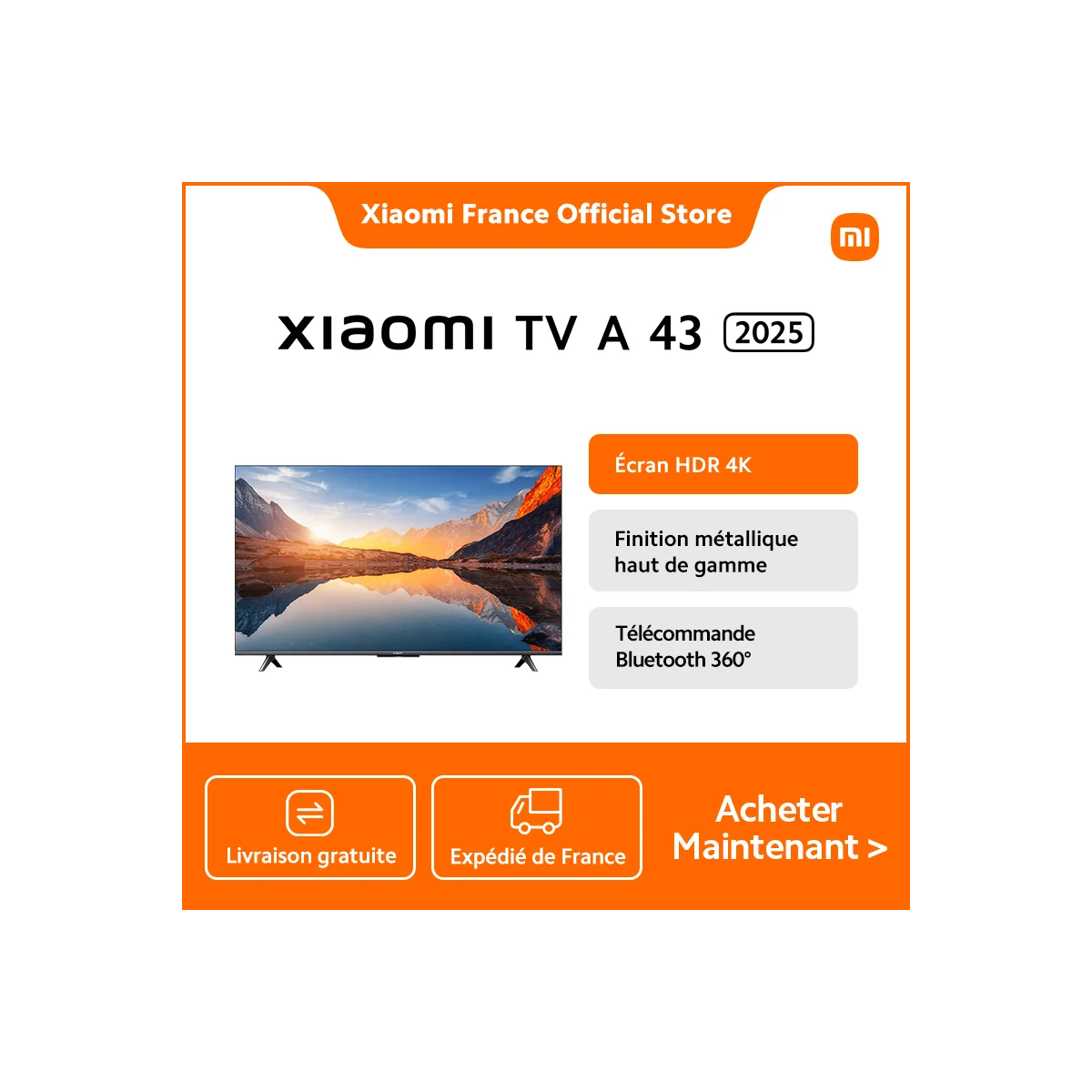 Promo AliExpress : la TV Xiaomi A43 2025 à 199€ avec un code exclusif, profitez vite de cette offre !