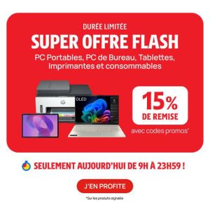 Darty lance une offre flash : -15% sur PC, tablettes et imprimantes avec des codes promo