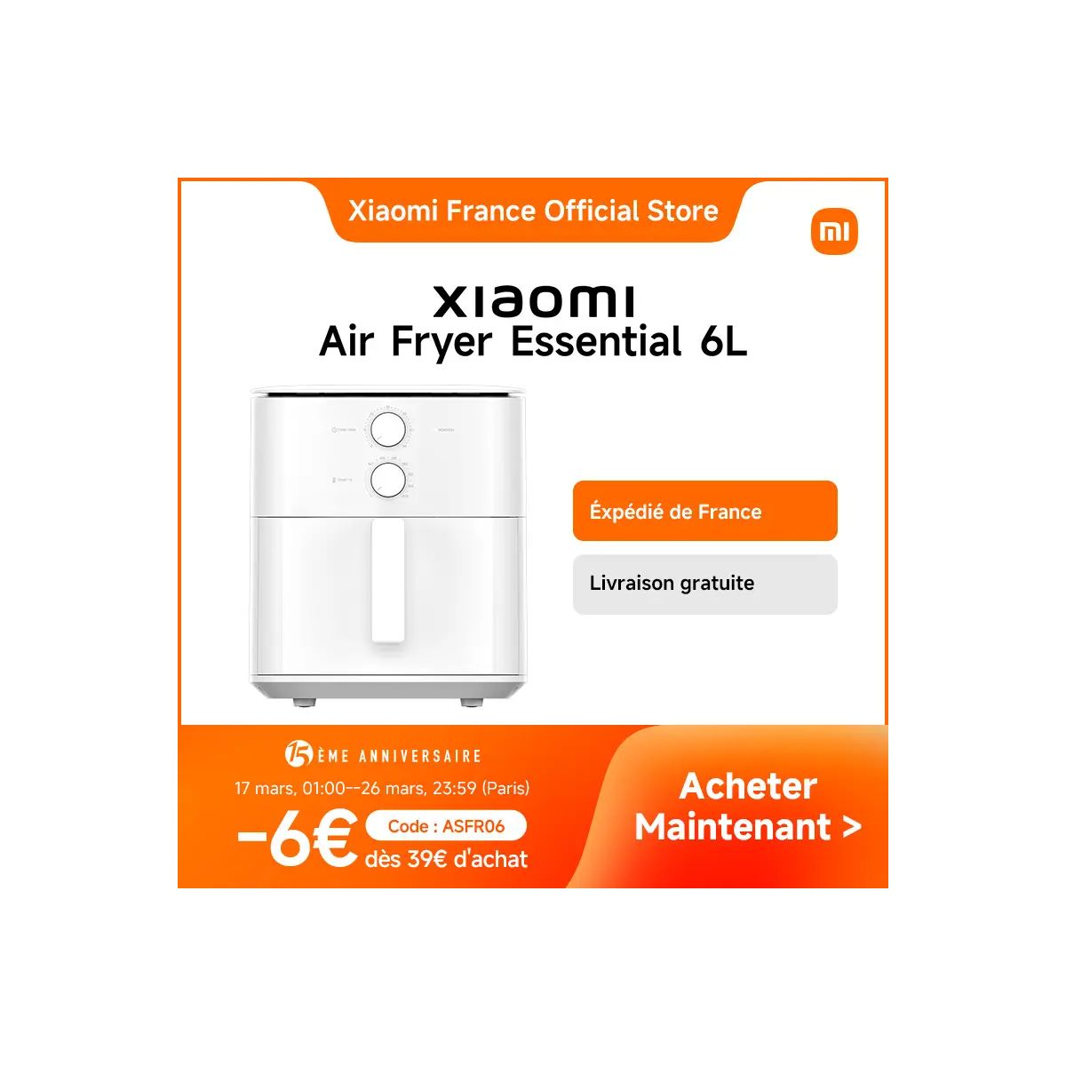Xiaomi Air Fryer Essential 6L à 42,79€ : l’offre choc avec le code promo !