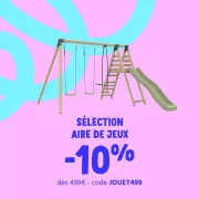 Économisez 10% sur votre aire de jeux chez CDiscount dès 499€ d’achat avec ce code promo exclusif