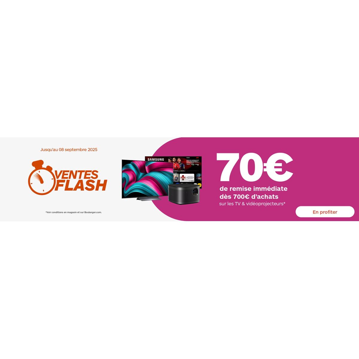 70€ de remise immédiate chez Boulanger pour l’achat d’un téléviseur haut de gamme