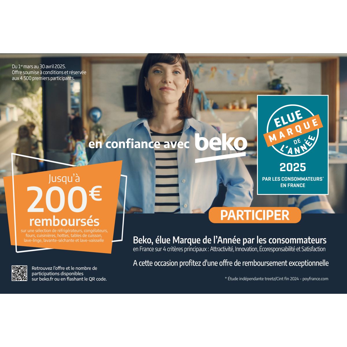 Remboursement 50€ sur fours, hottes, lave-linge, cuisinières et réfrigérateurs Beko