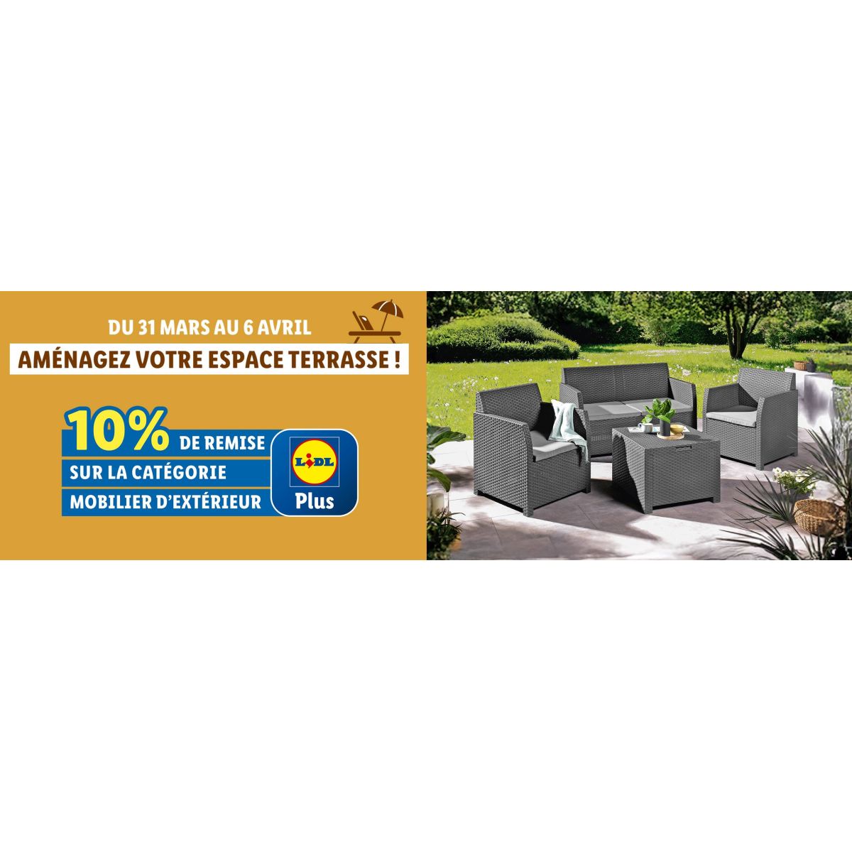 Mobilier de jardin Lidl : 10% de remise supplémentaires avec Lidl Plus sur Bonne-promo.com