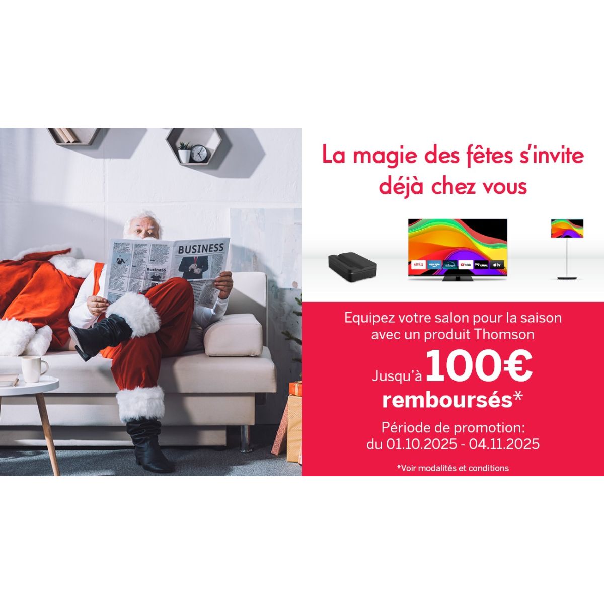 100€ remboursés sur Thomson : téléviseurs et vidéoprojecteurs éligibles sur Bonne-promo