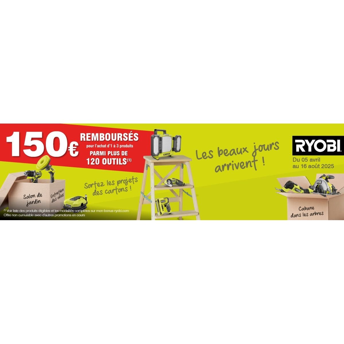Jusqu’à 150€ remboursés sur vos outils Ryobi cet été : découvrez les références éligibles