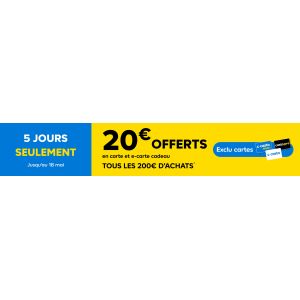 Castorama offre 20€ en carte cadeau pour 200€ d’achat avec les cartes C-Casto et Casto Pro