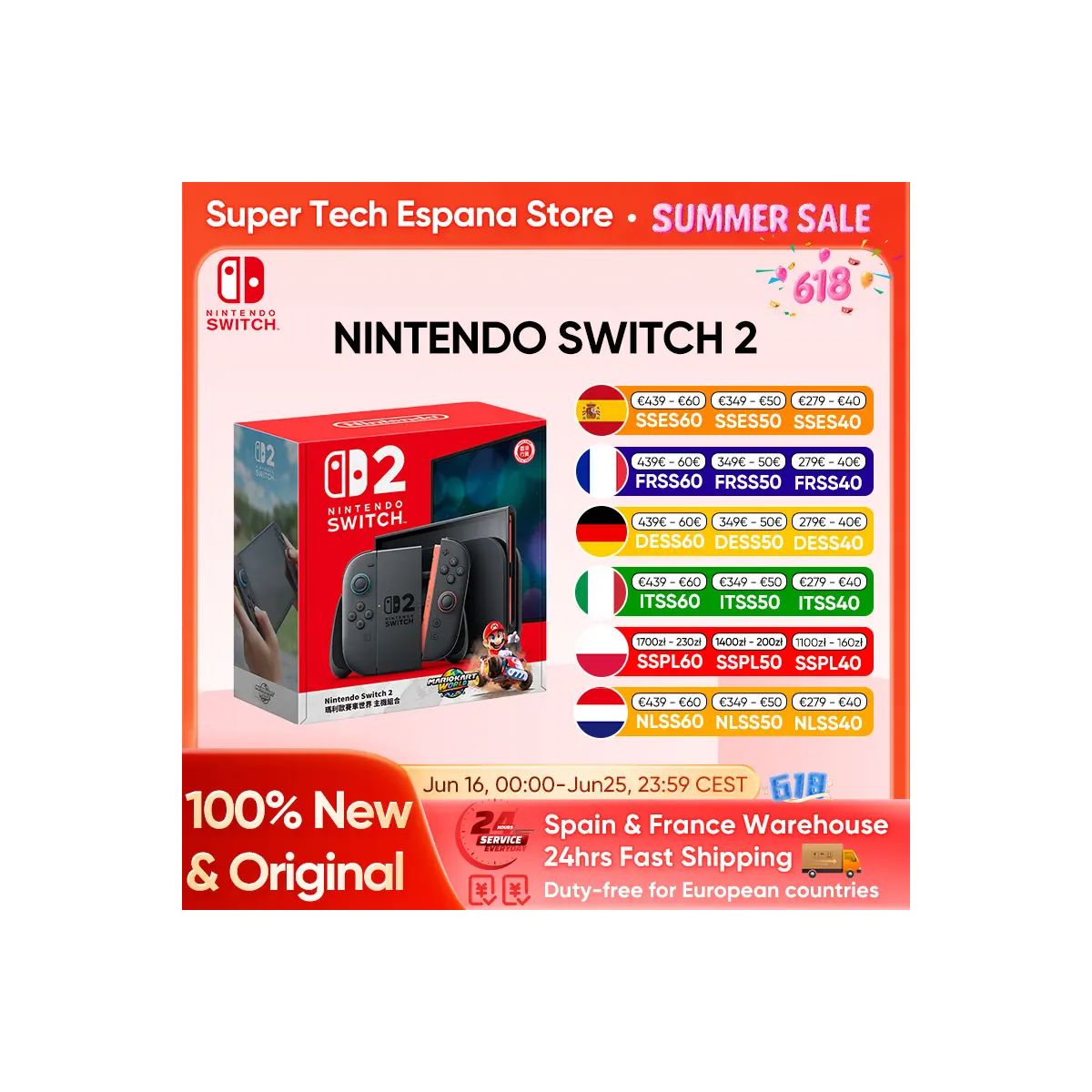 Console Nintendo Switch 2 + Mario Kart World à prix réduit avec un bon plan sur AliExpress