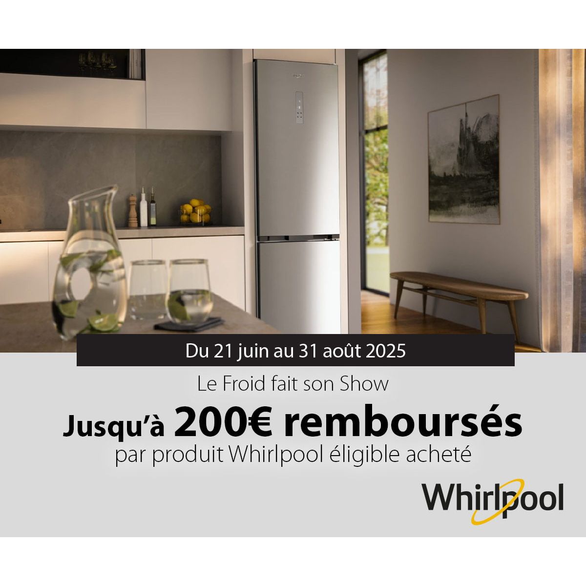 Jusqu’à 80€ remboursés sur les réfrigérateurs Whirlpool éligibles