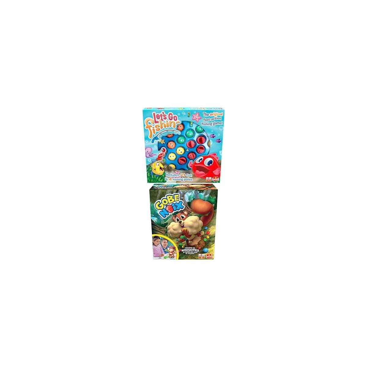 Lot 2 jeux enfants GOLIATH Let's Go Fishin + Gobe Noix à petit prix : fun garanti pour toute la famille