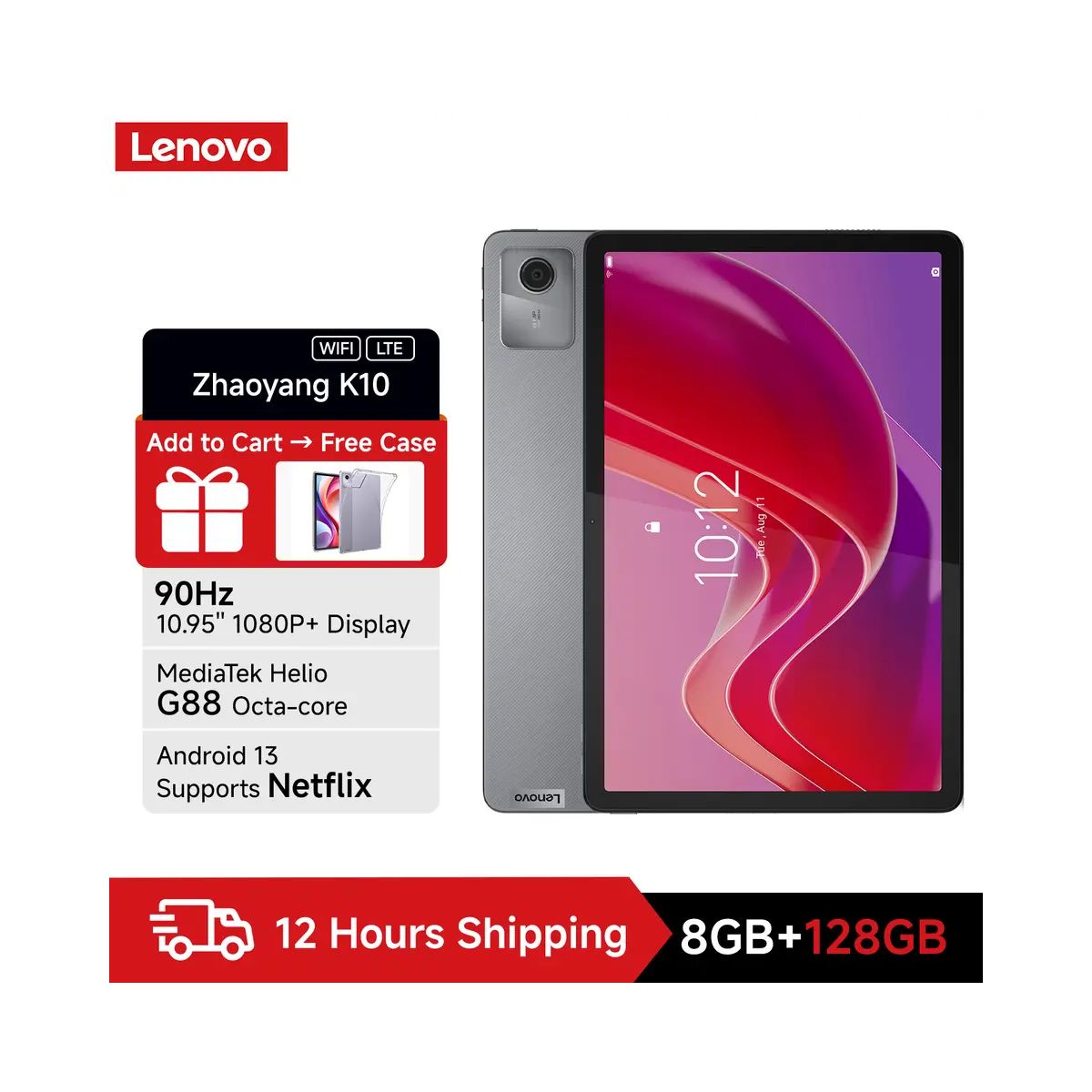 Tablette Lenovo K10 à 99€ sur AliExpress : 8Go RAM, 128Go, écran 90Hz, son Dolby Atmos