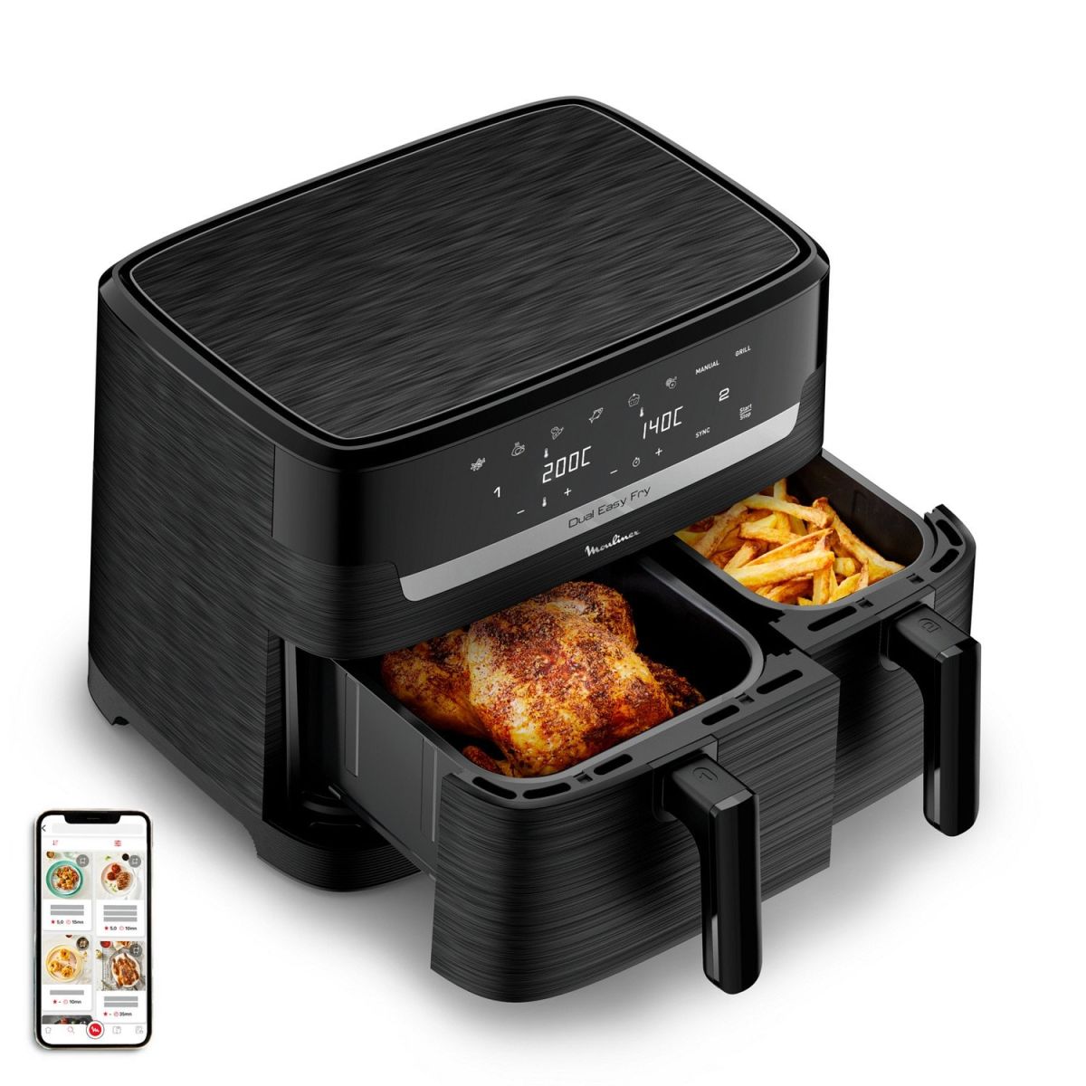 Carrefour offre 20€ sur l'achat de la friteuse Moulinex Easy Fry Dual sans huile 8,3 L