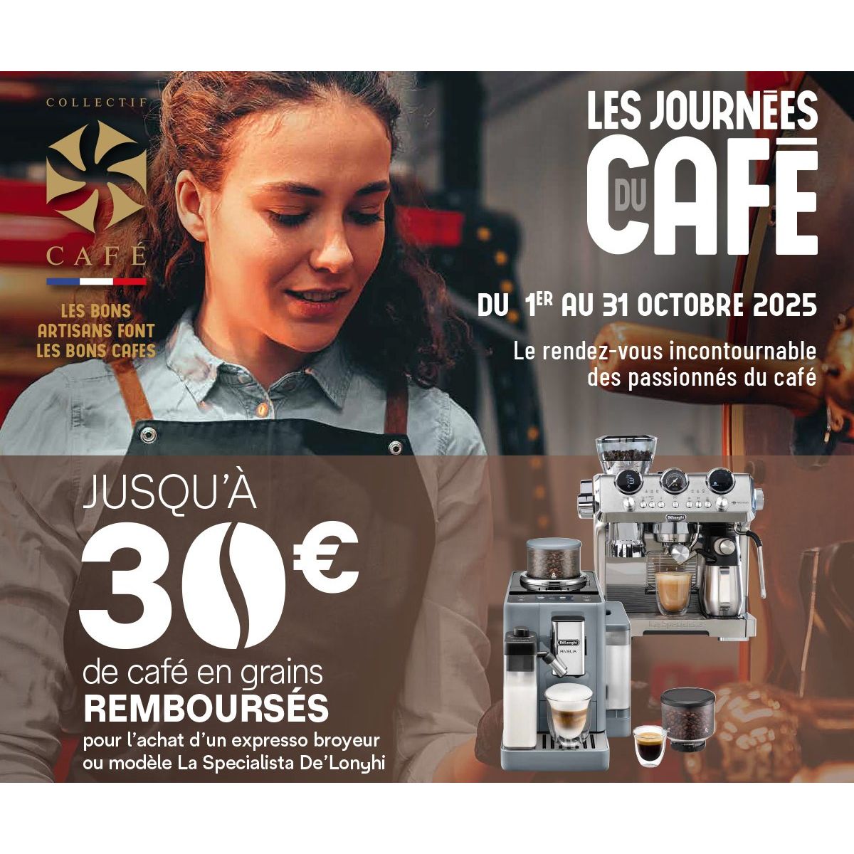 30€ remboursés sur machines à café De’Longhi La Specialista et expresso broyeur éligibles