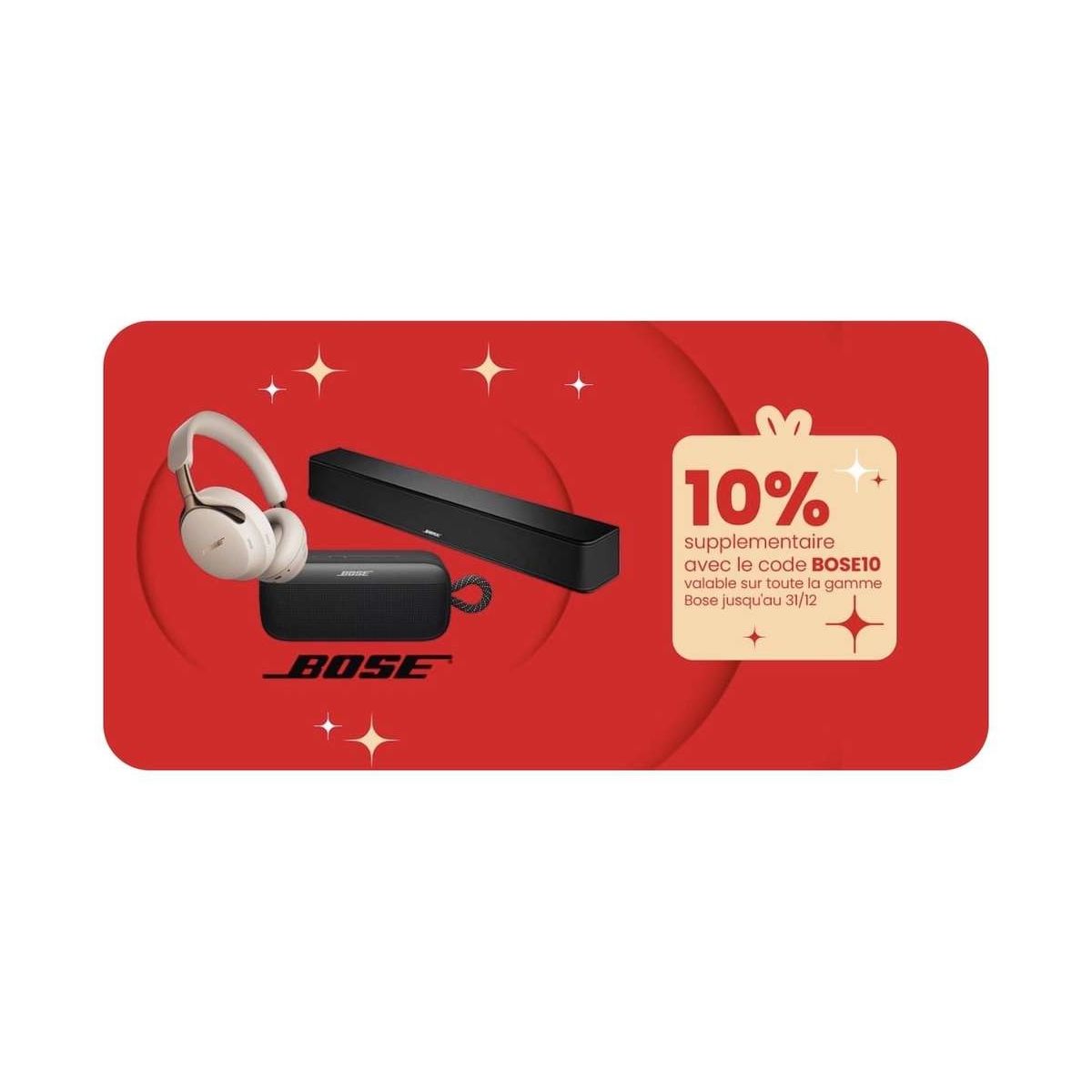 Offre exclusive : profitez de 10% de réduction supplémentaire sur les produits Bose chez Boulanger